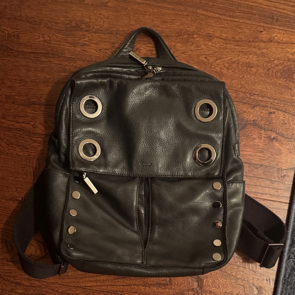 Stylish Black Leather Backpack
